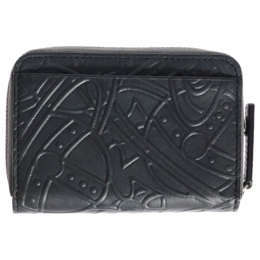 Vivienne Westwood(ヴィヴィアンウエストウッド) オーブ コンパクトウォレット コインケース シルバー金具 ネイビー レザー