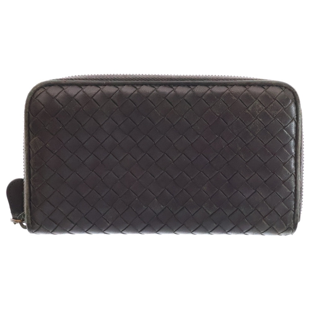 BOTTEGA VENETA(ボッテガヴェネタ) イントレチャート 長財布 ロングウォレット カードケース ブラウン ゴールド金具 レザー