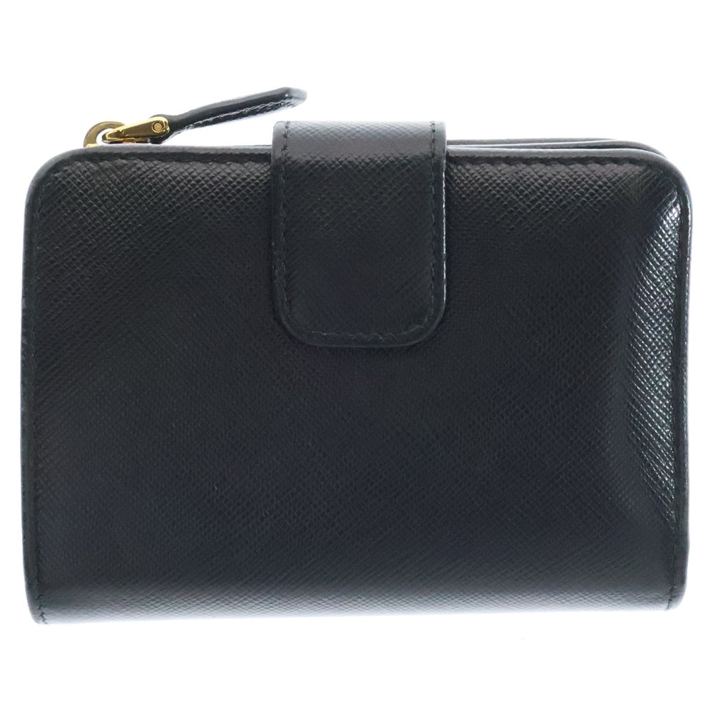 PRADA(プラダ) サフィアーノ コンパクトウォレット 二つ折り財布 コインケース ゴールド金具 ネイビー