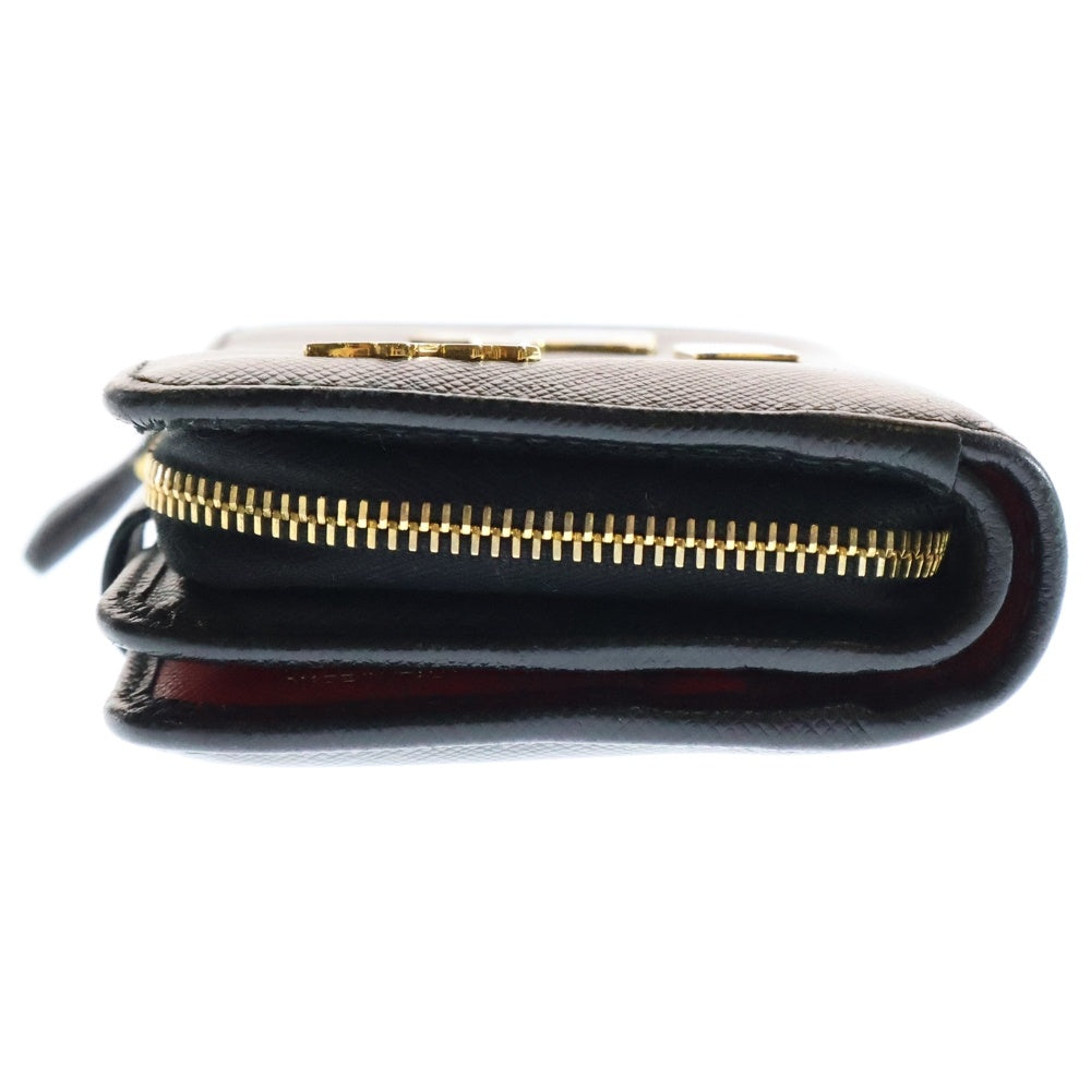 PRADA(プラダ) サフィアーノ コンパクトウォレット 二つ折り財布 コインケース ゴールド金具 ネイビー