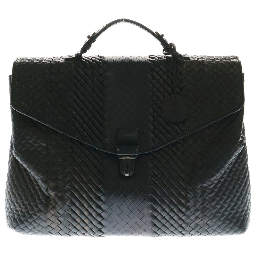 BOTTEGA VENETA(ボッテガヴェネタ) イントレチャート メタリック レザー ビジネスバッグ ブリーフケース ブラック/ブラウン
