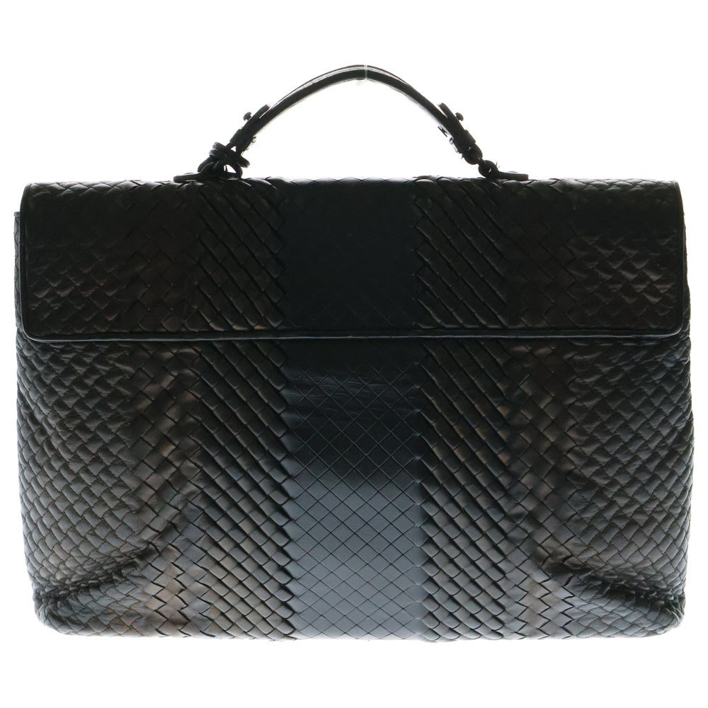 BOTTEGA VENETA(ボッテガヴェネタ) イントレチャート メタリック レザー ビジネスバッグ ブリーフケース ブラック/ブラウン