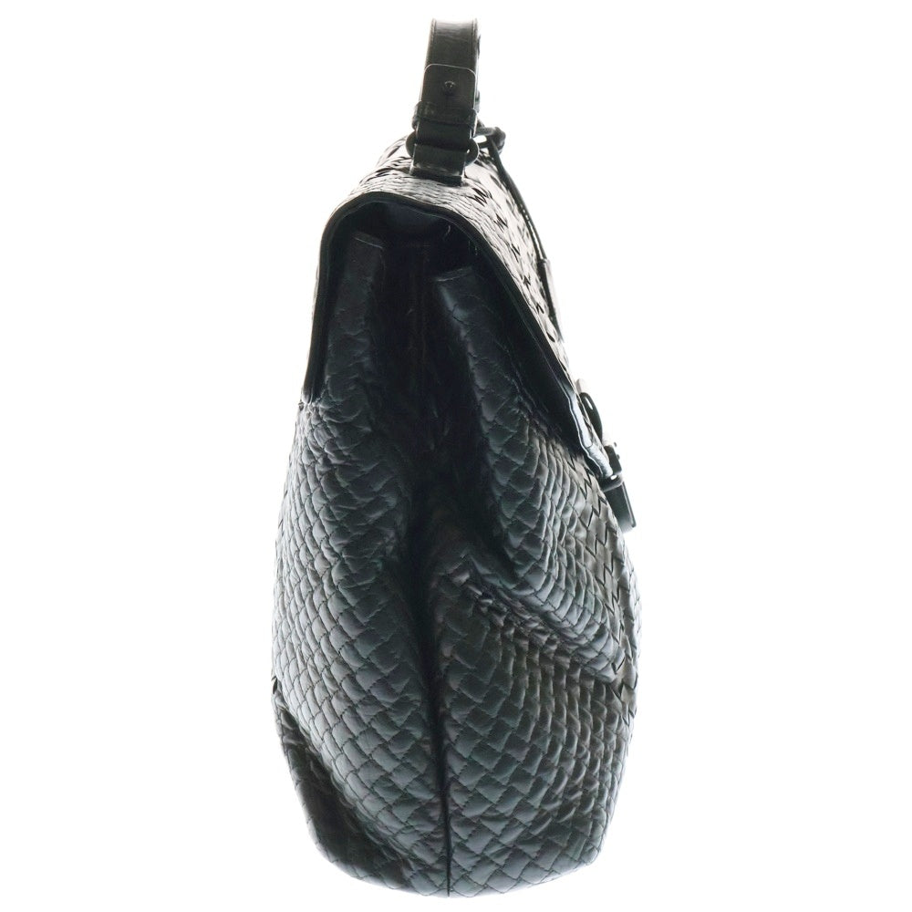 BOTTEGA VENETA(ボッテガヴェネタ) イントレチャート メタリック レザー ビジネスバッグ ブリーフケース ブラック/ブラウン