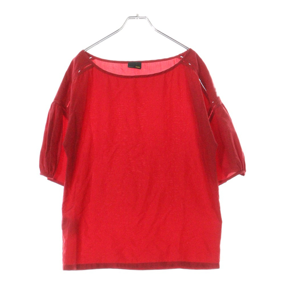 FENDI(フェンディ) シルク ギャザースリーブ プルオーバー 半袖ブラウス レッド レディース FT6055 NBP