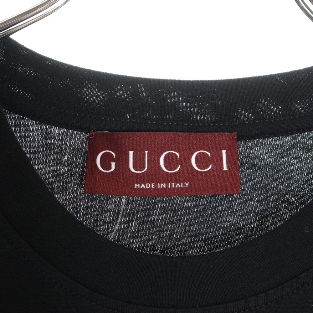 GUCCI(グッチ) 24AW クリスタル ラインストーンロゴ クルーネック 半袖Tシャツ カットソー ブラック レディース 787299