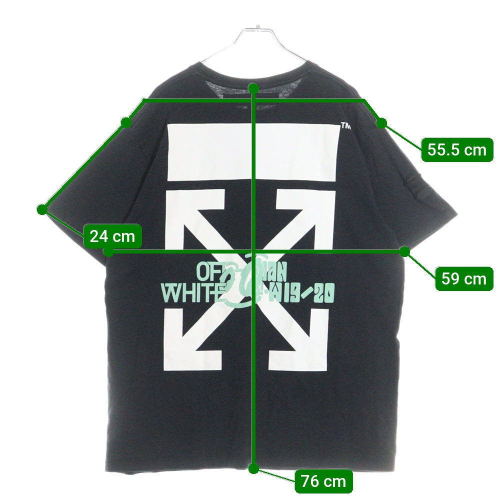 OFF-WHITE(オフホワイト) 19AW ウォーターホール プリント クルーネック 半袖Tシャツ カットソー ブラック OMAA038E19185015