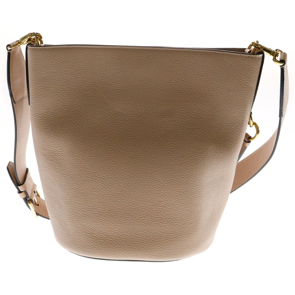 Salvatore Ferragamo(サルヴァトーレ フェラガモ) ガンチーニ ザ スタジオバケット レザー ショルダーバッグ ゴールド金具 ピンク/ベージュ 21289