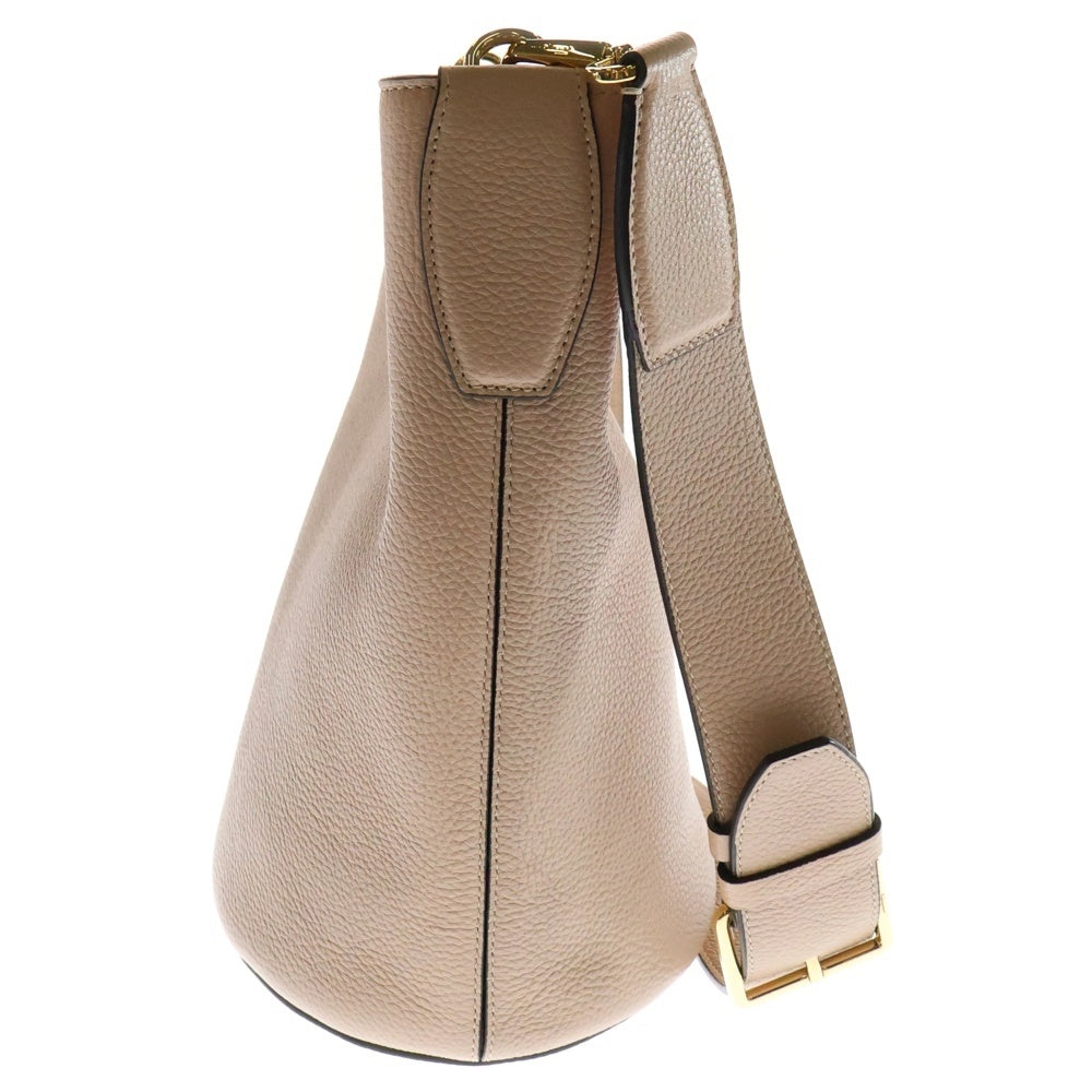 Salvatore Ferragamo(サルヴァトーレ フェラガモ) ガンチーニ ザ スタジオバケット レザー ショルダーバッグ ゴールド金具 ピンク/ベージュ 21289