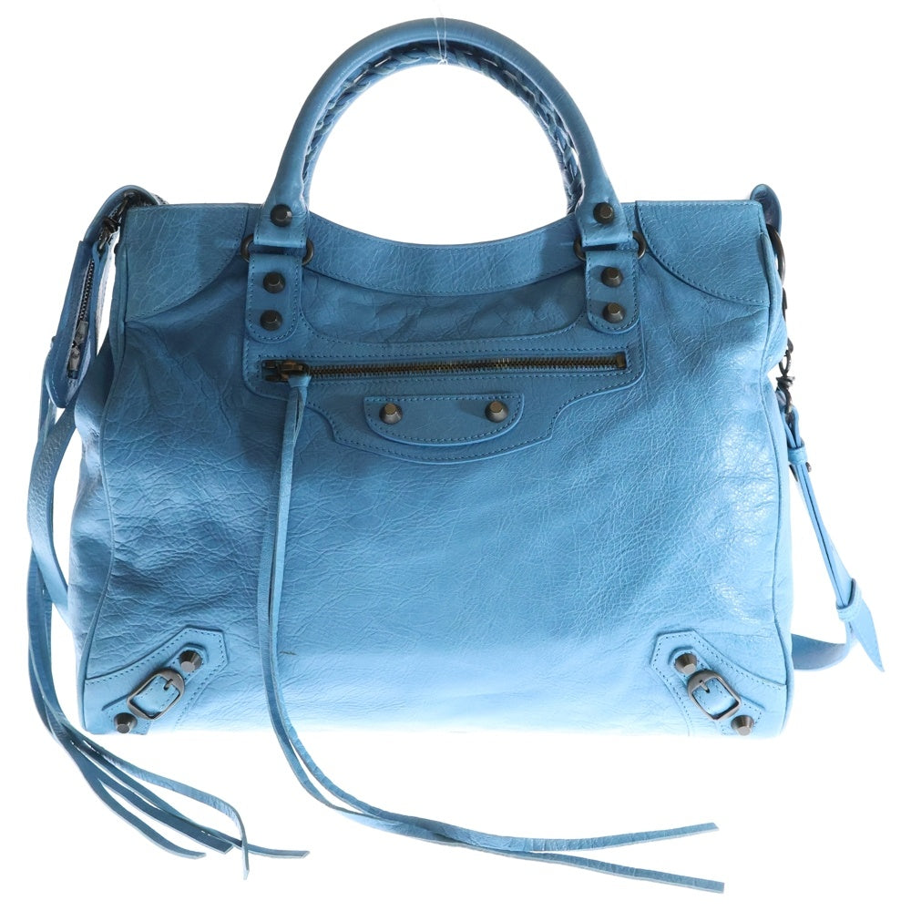 BALENCIAGA(バレンシアガ) クラシックヴェロ 2WAY ハンドバッグ ショルダーバッグ ブルー レザー 235216