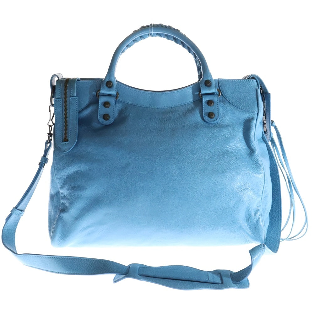 BALENCIAGA(バレンシアガ) クラシックヴェロ 2WAY ハンドバッグ ショルダーバッグ ブルー レザー 235216
