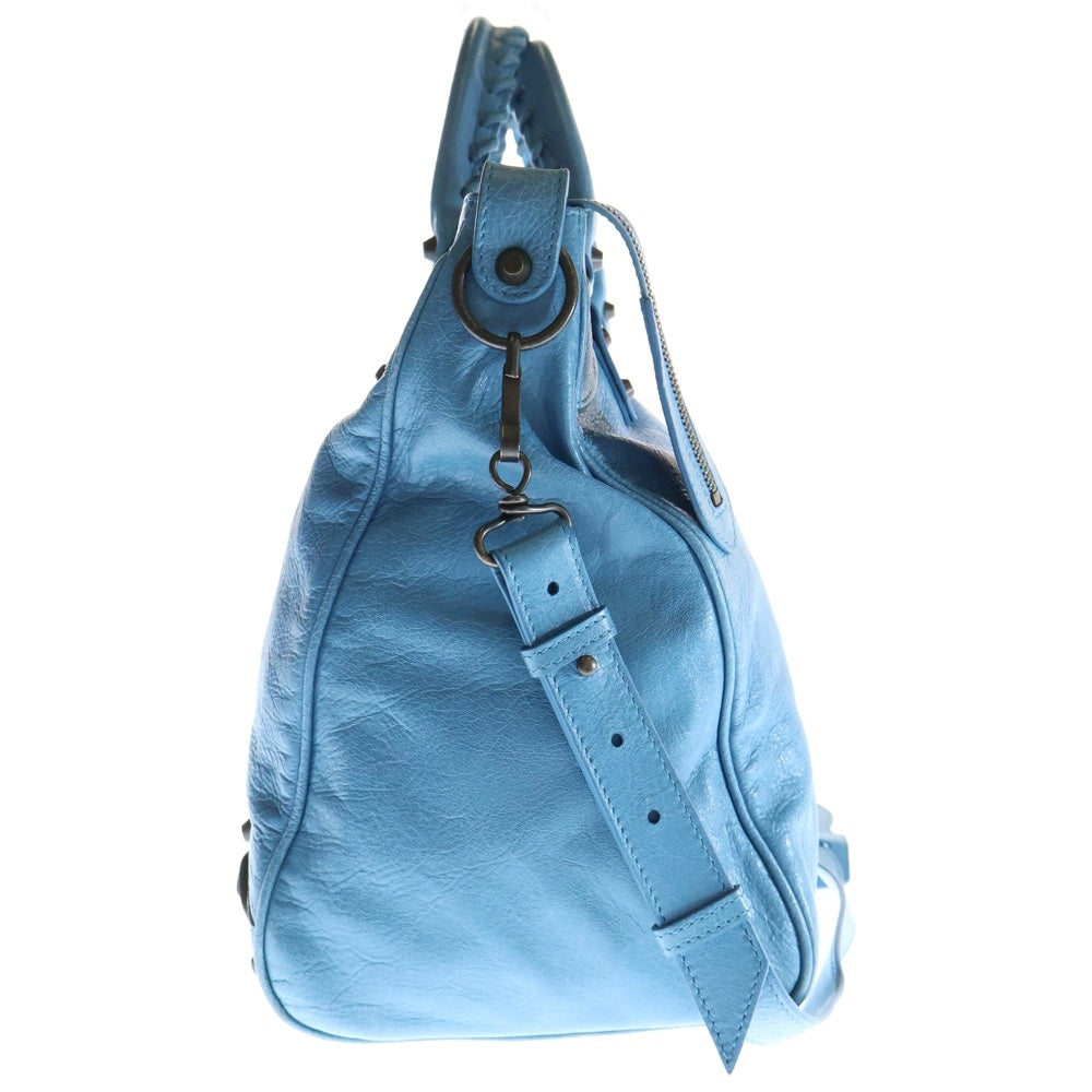 BALENCIAGA(バレンシアガ) クラシックヴェロ 2WAY ハンドバッグ ショルダーバッグ ブルー レザー 235216