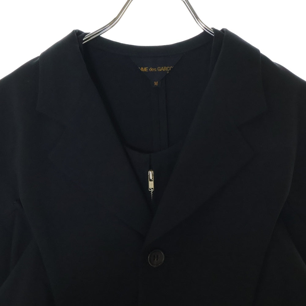COMME des GARCONS(コムデギャルソン) 90AW AD1990 変形 ジップアップベストドッキング レイヤード 3B テーラードジャケット ブラックレディース GJ-05076M