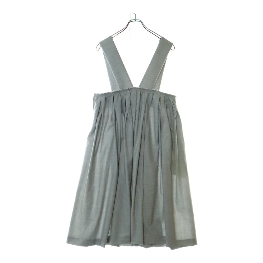 COMME des GARCONS(コムデギャルソン) 22SS AD022 カットオフ ウール ギャザー ミディアム吊りスカート グレー レディース NI-A003