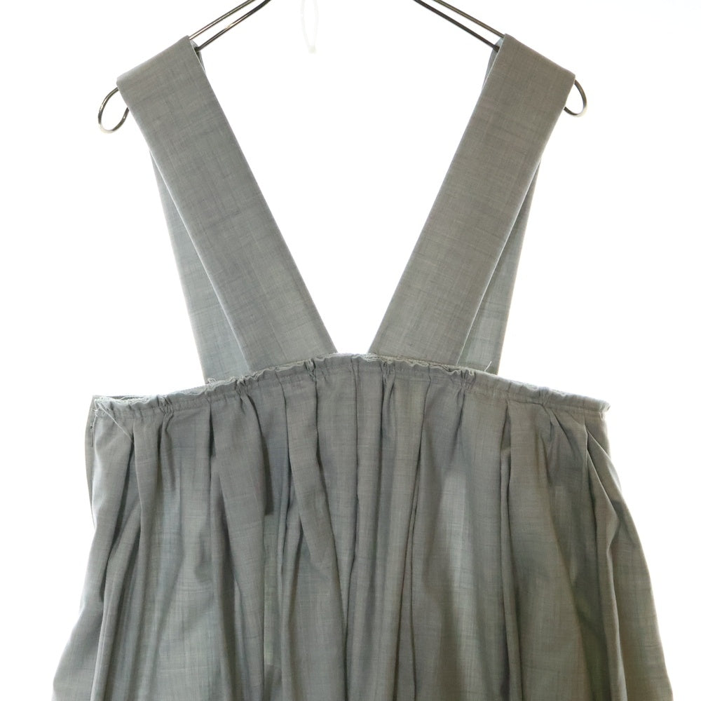 COMME des GARCONS(コムデギャルソン) 22SS AD022 カットオフ ウール ギャザー ミディアム吊りスカート グレー レディース NI-A003