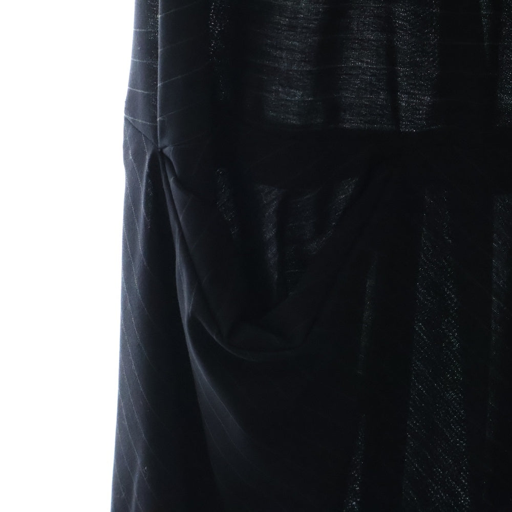 COMME des GARCONS(コムデギャルソン) 21SS AD2020 変形 ピンストライプ総柄 ウール ノースリーブ ミディアムワンピース ネイビー レディース RG-O012