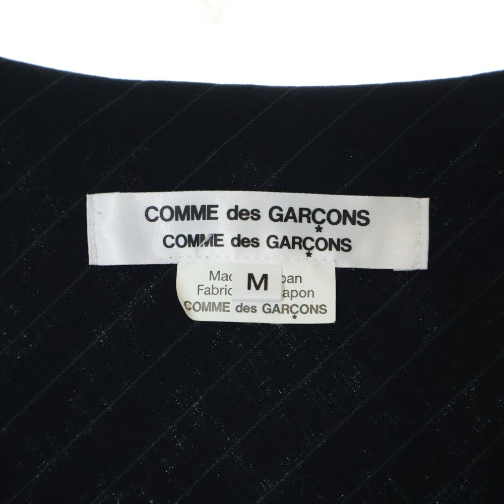 COMME des GARCONS(コムデギャルソン) 21SS AD2020 変形 ピンストライプ総柄 ウール ノースリーブ ミディアムワンピース ネイビー レディース RG-O012