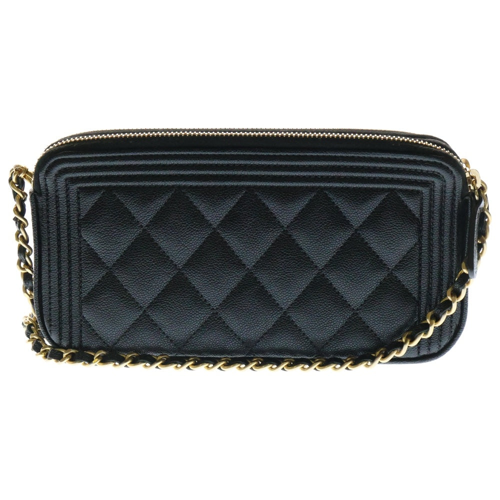 CHANEL(シャネル) ボーイシャネル チェーンウォレット ブラック キャビアスキン ショルダーバッグ A84069