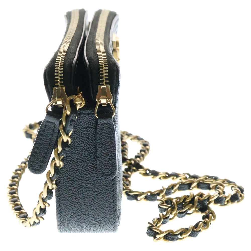 CHANEL(シャネル) ボーイシャネル チェーンウォレット ブラック キャビアスキン ショルダーバッグ A84069