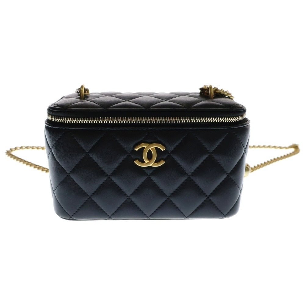 CHANEL(シャネル) バニティ チェーンショルダーバッグ ブラック ラムスキン ゴールド金具