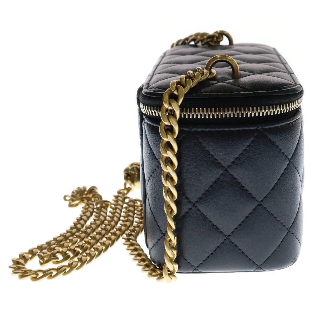 CHANEL(シャネル) バニティ チェーンショルダーバッグ ブラック ラムスキン ゴールド金具