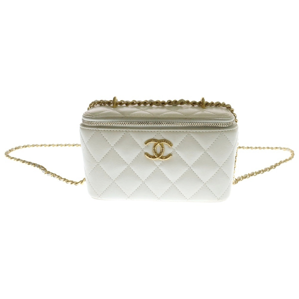CHANEL(シャネル) バニティ チェーンショルダーバッグ 白 ラムスキン