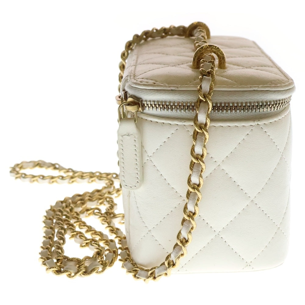 CHANEL(シャネル) バニティ チェーンショルダーバッグ 白 ラムスキン