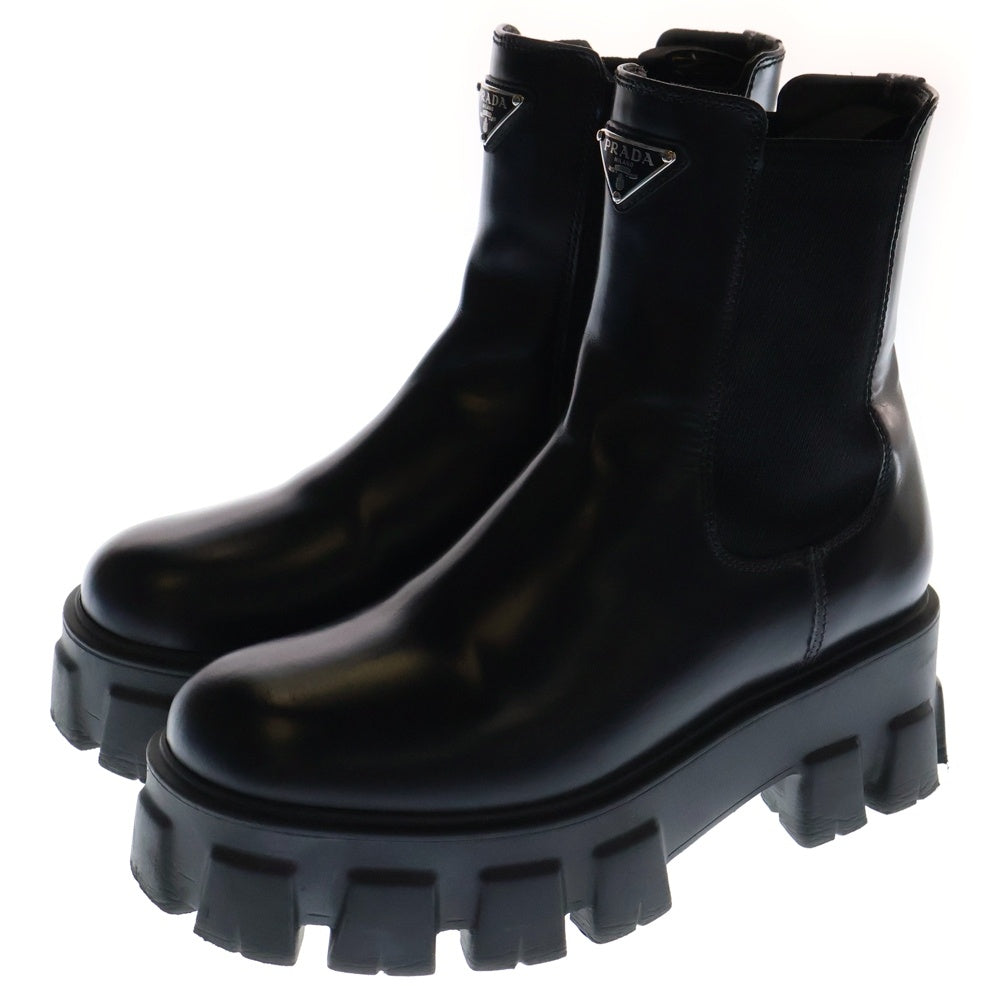 PRADA(プラダ) モノリス サイドゴアブーツ シューズ ブラック トライアングルロゴ レザー 1T256N レディース