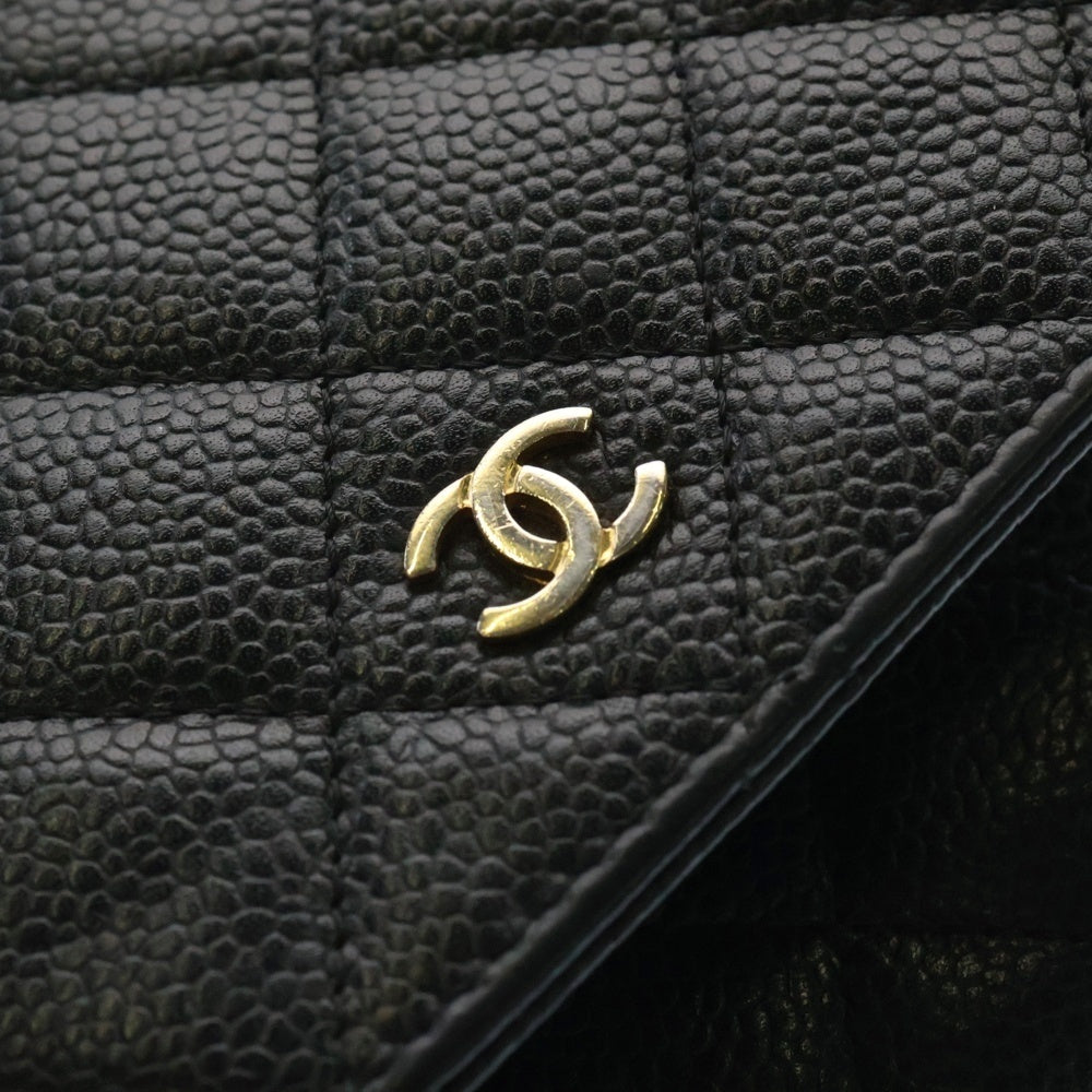 CHANEL(シャネル) マトラッセ ココマーク キャビアスキン レザー チェーンウォレット ショルダーバッグ ゴールド金具 ブラック 22番台 AP0250