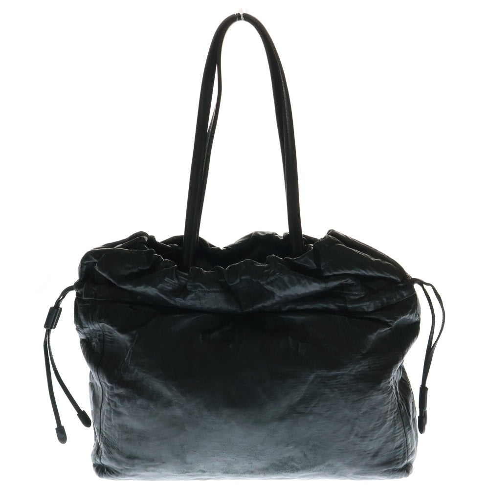 PRADA(プラダ) ロゴ トートバッグ ハンドバッグ 巾着型 ブラック ゴールド金具 レザー