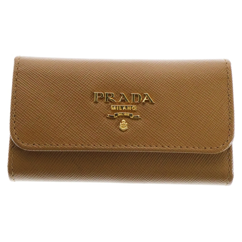 PRADA(プラダ) サフィアーノ 6連キーケース キーリング キーホルダー バッグチャーム ブラウン キャメル ゴールド金具 レザー 1M0222