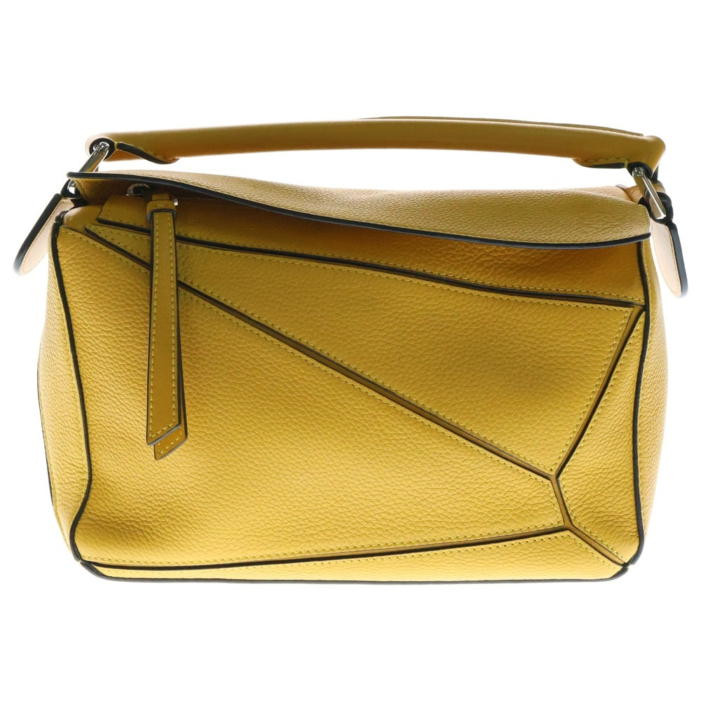 LOEWE(ロエベ) パズル スモール 2WAYバッグ ハンドバッグ ショルダーバッグ シルバー金具 イエロー レザー B510P35X09