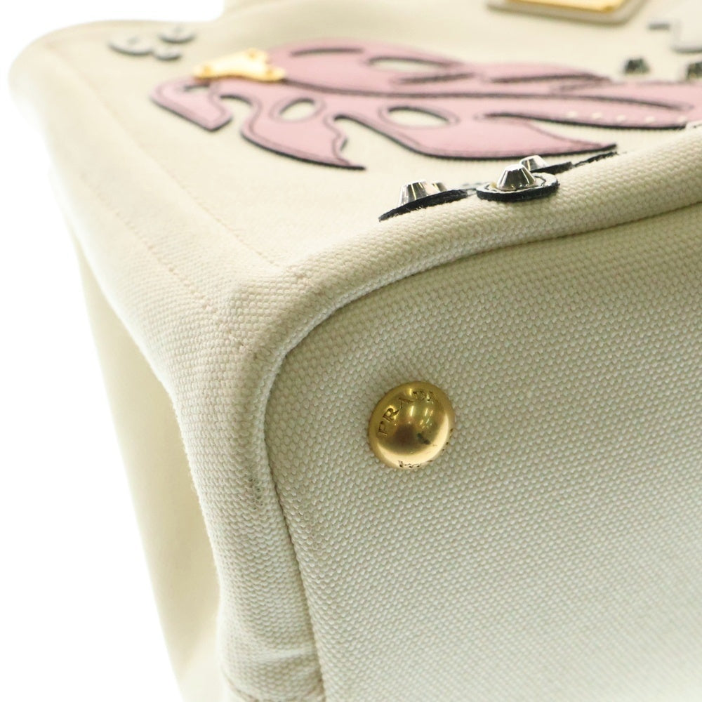 PRADA(プラダ) カナパ ハワイ限定 2WAYバッグ ハンドバッグ ショルダーバッグ ホワイト ゴールド金具 キャンバス 1BG439