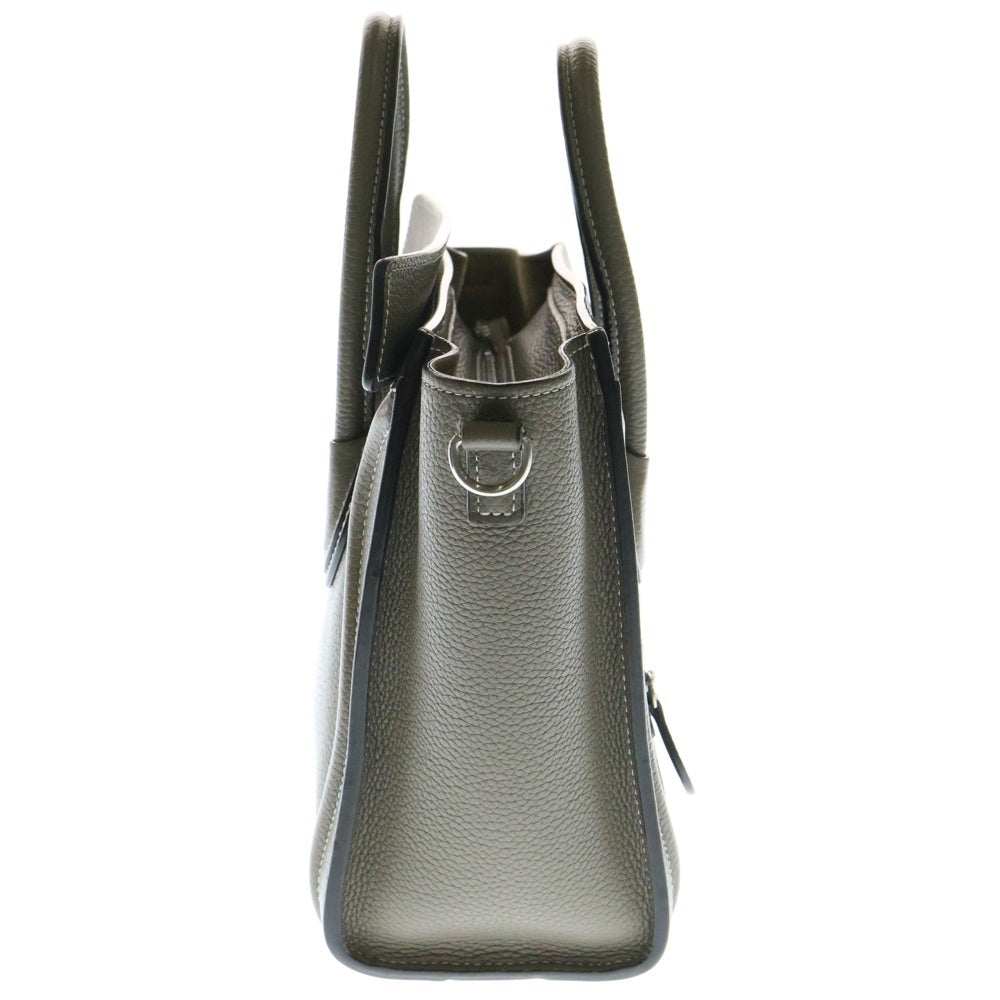 CELINE(セリーヌ) ラゲージ ナノ 2WAYバッグ ハンドバッグ ミニトートバッグ ショルダーバッグ ブラウン シルバー金具 グレー レザー 189243