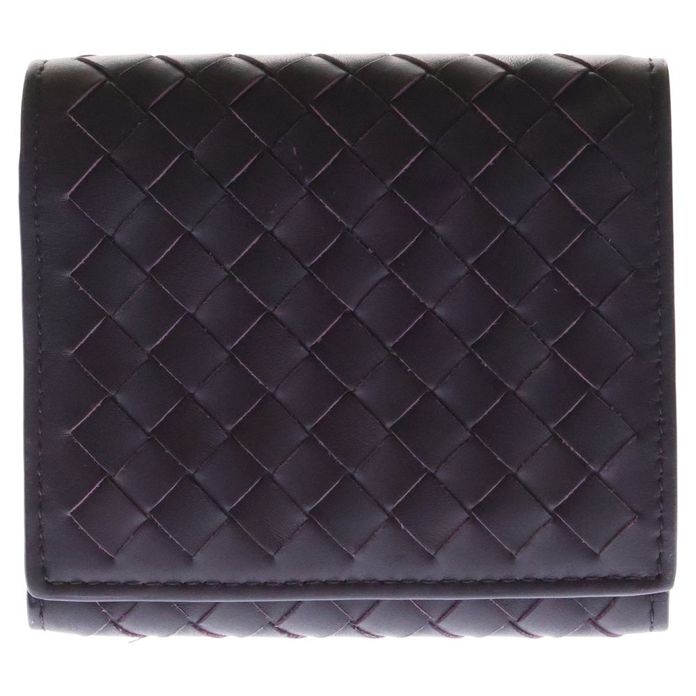 BOTTEGA VENETA(ボッテガヴェネタ) イントレチャート 3つ折り財布 コンパクトウォレット カードーケース 名刺入れ パープル レザー