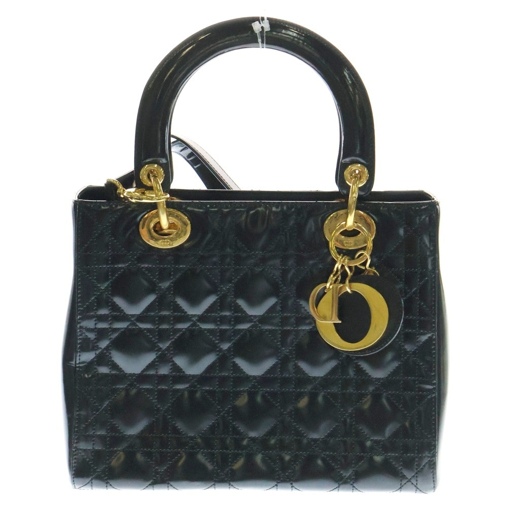 Christian Dior(クリスチャンディオール) レディディオール ミディアム 2WAYバッグ ショルダーバッグ ハンドバッグ ミニバッグ ミニトートバッグ ブラック ゴールド金具 レザー