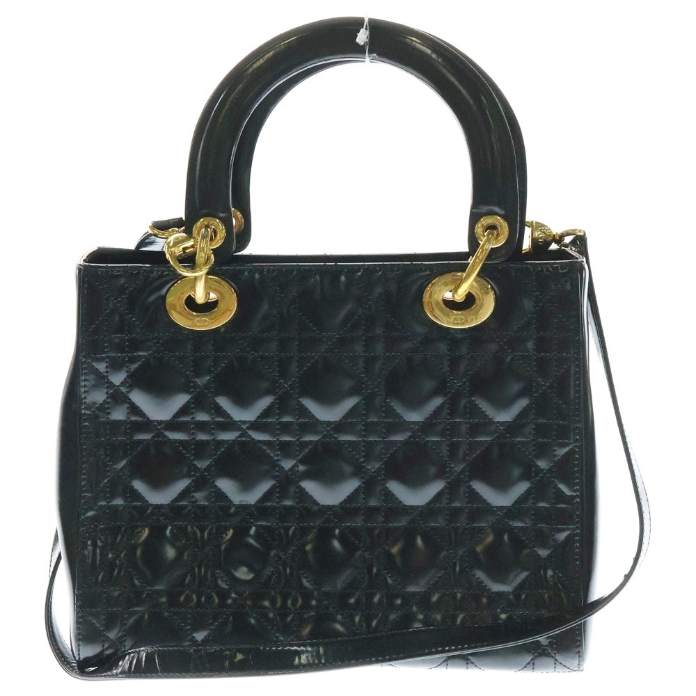 Christian Dior(クリスチャンディオール) レディディオール ミディアム 2WAYバッグ ショルダーバッグ ハンドバッグ ミニバッグ ミニトートバッグ ブラック ゴールド金具 レザー