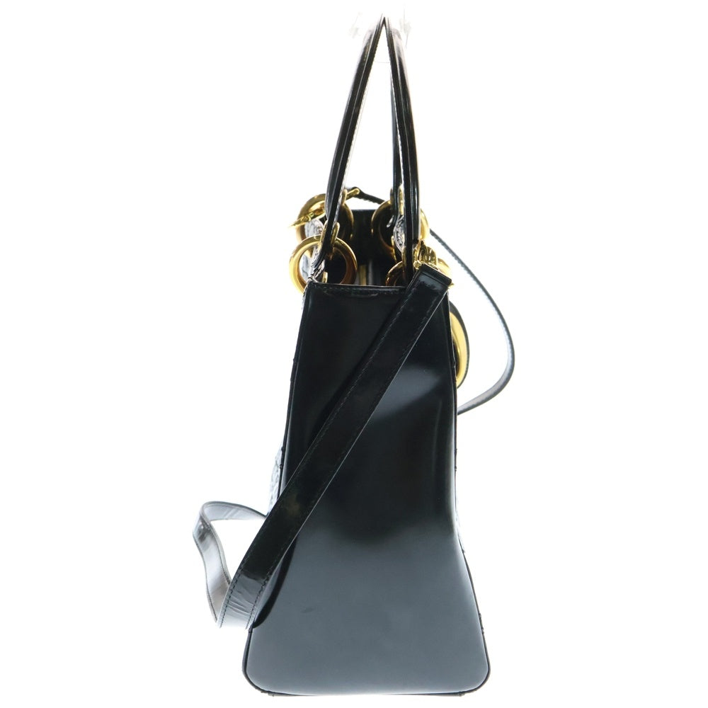 Christian Dior(クリスチャンディオール) レディディオール ミディアム 2WAYバッグ ショルダーバッグ ハンドバッグ ミニバッグ ミニトートバッグ ブラック ゴールド金具 レザー