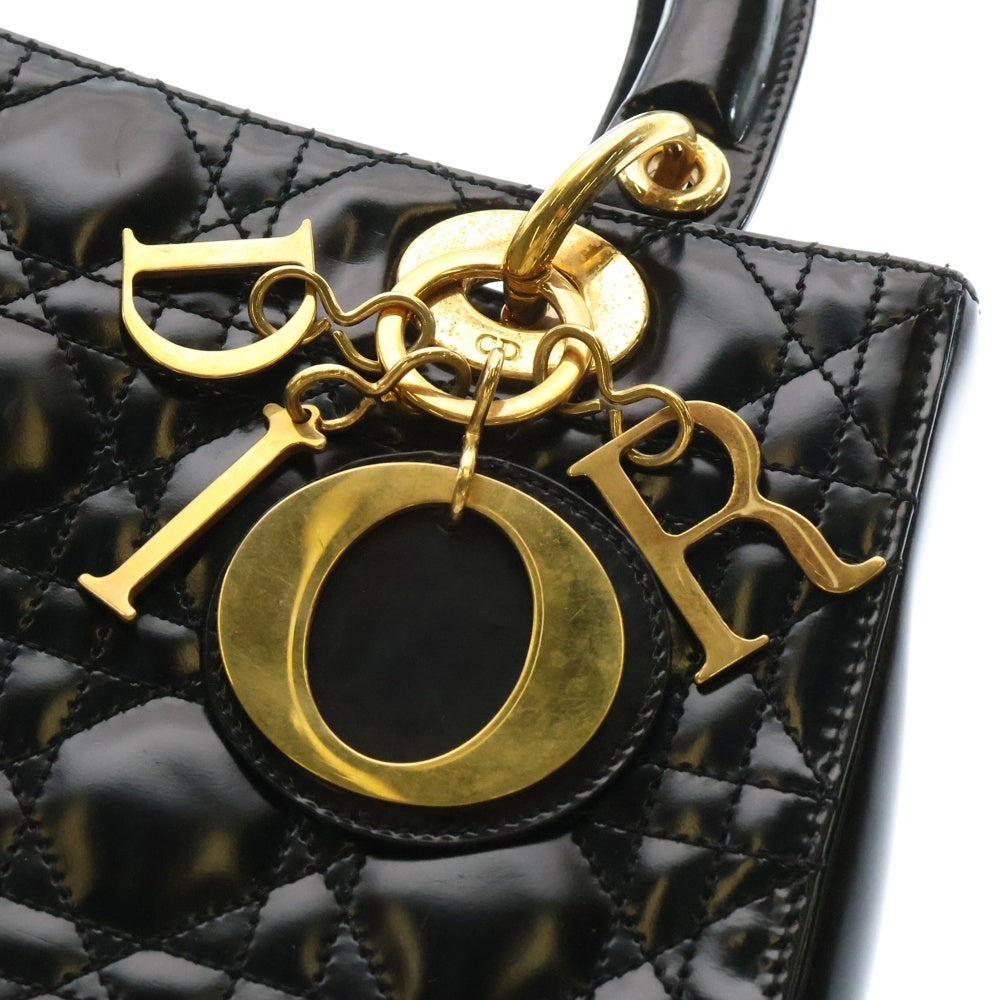 Christian Dior(クリスチャンディオール) レディディオール ミディアム 2WAYバッグ ショルダーバッグ ハンドバッグ ミニバッグ ミニトートバッグ ブラック ゴールド金具 レザー