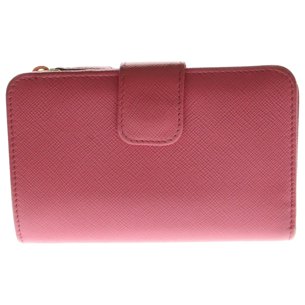 PRADA(プラダ) サフィアーノレザー コンパクトウォレット L字ファスナー 二つ折り財布 ピンク 1ML225