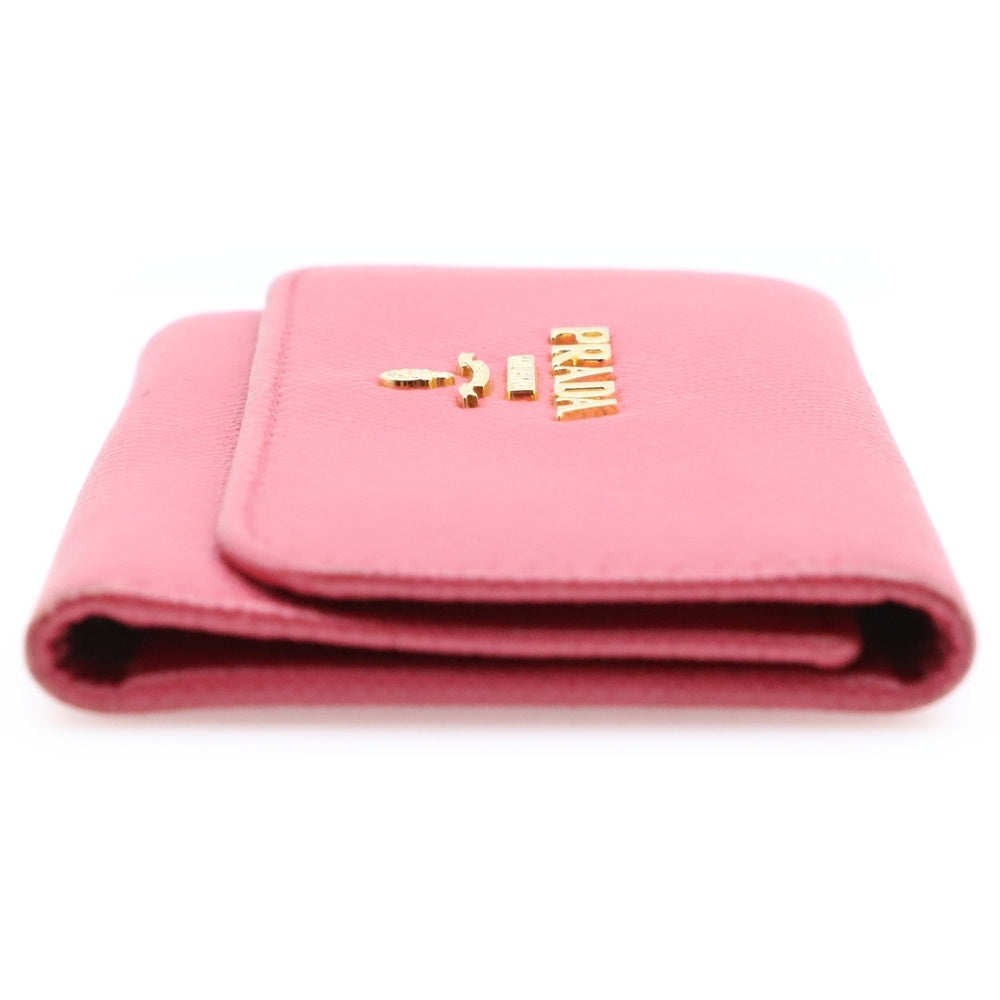 PRADA(プラダ) ロゴプレート サフィアーノレザー 6連 キーケース キーホルダー ゴールド金具 ピンク 1PG222