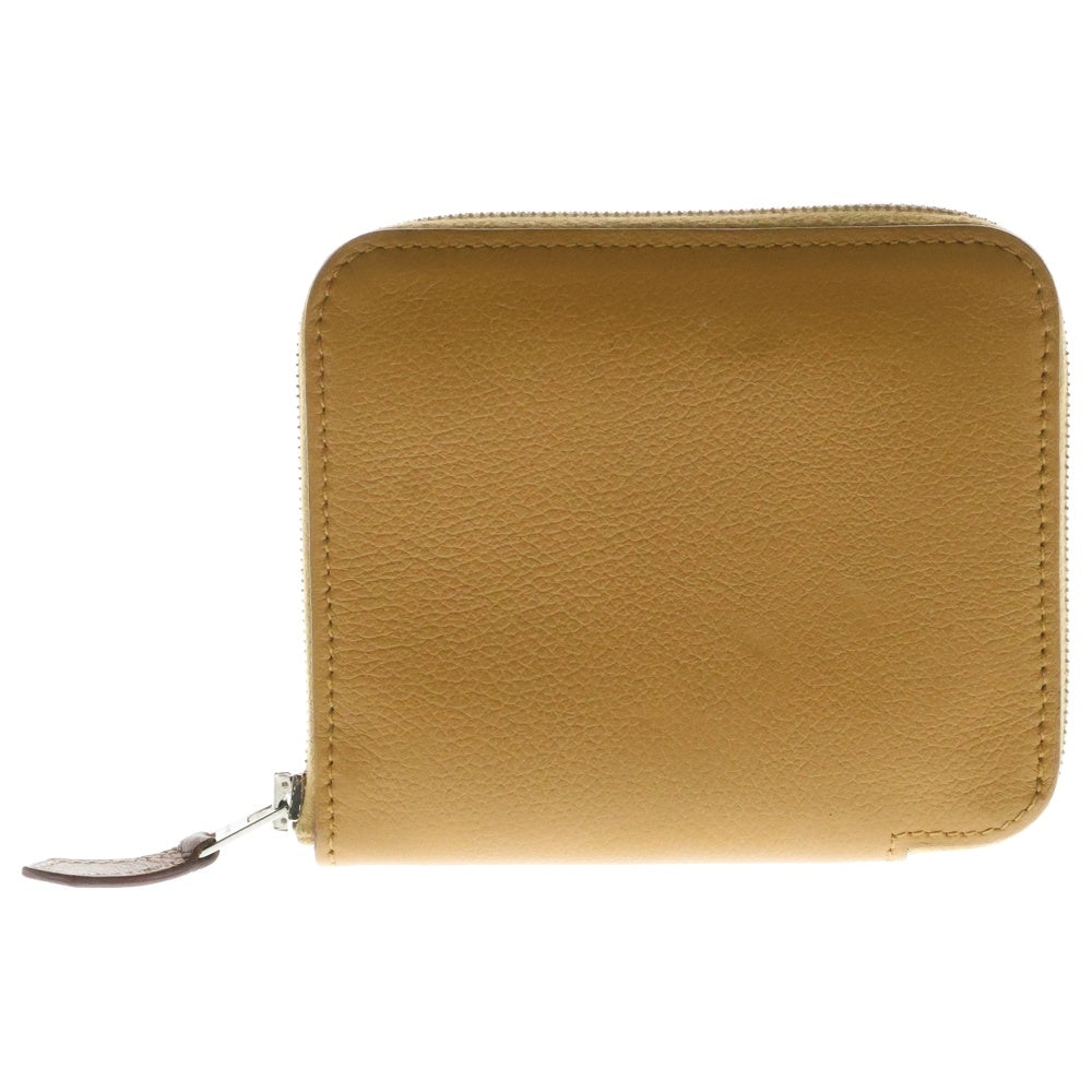 HERMES(エルメス) アザップ シルクインコンパクト ウォレット コインケース 財布 キャメル ブラウン シルバー金具 エヴァーカラー B刻印