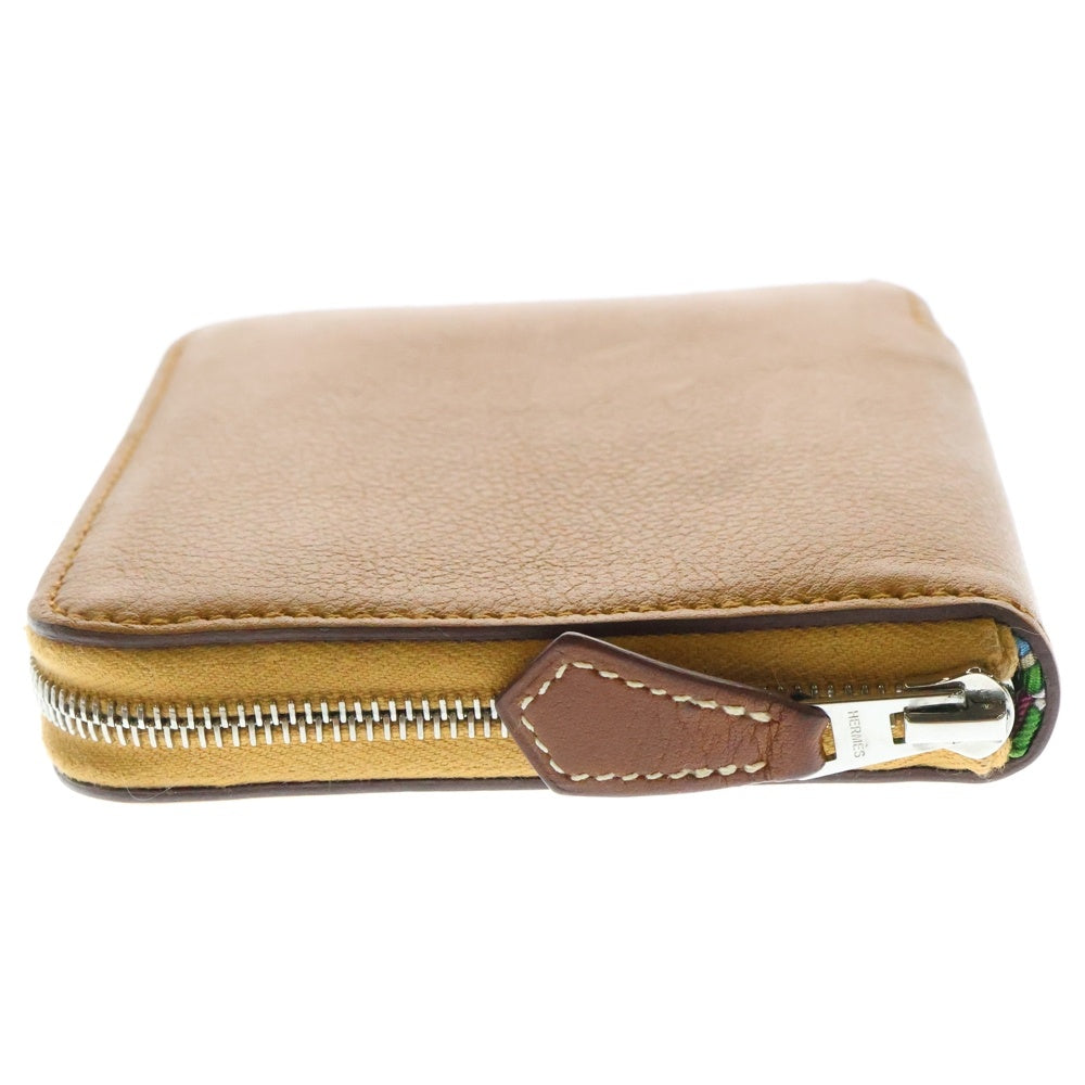 HERMES(エルメス) アザップ シルクインコンパクト ウォレット コインケース 財布 キャメル ブラウン シルバー金具 エヴァーカラー B刻印