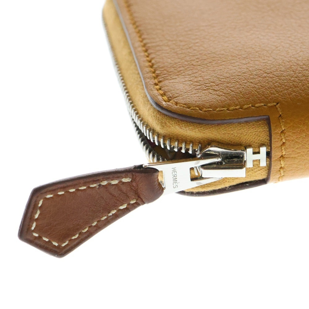 HERMES(エルメス) アザップ シルクインコンパクト ウォレット コインケース 財布 キャメル ブラウン シルバー金具 エヴァーカラー B刻印