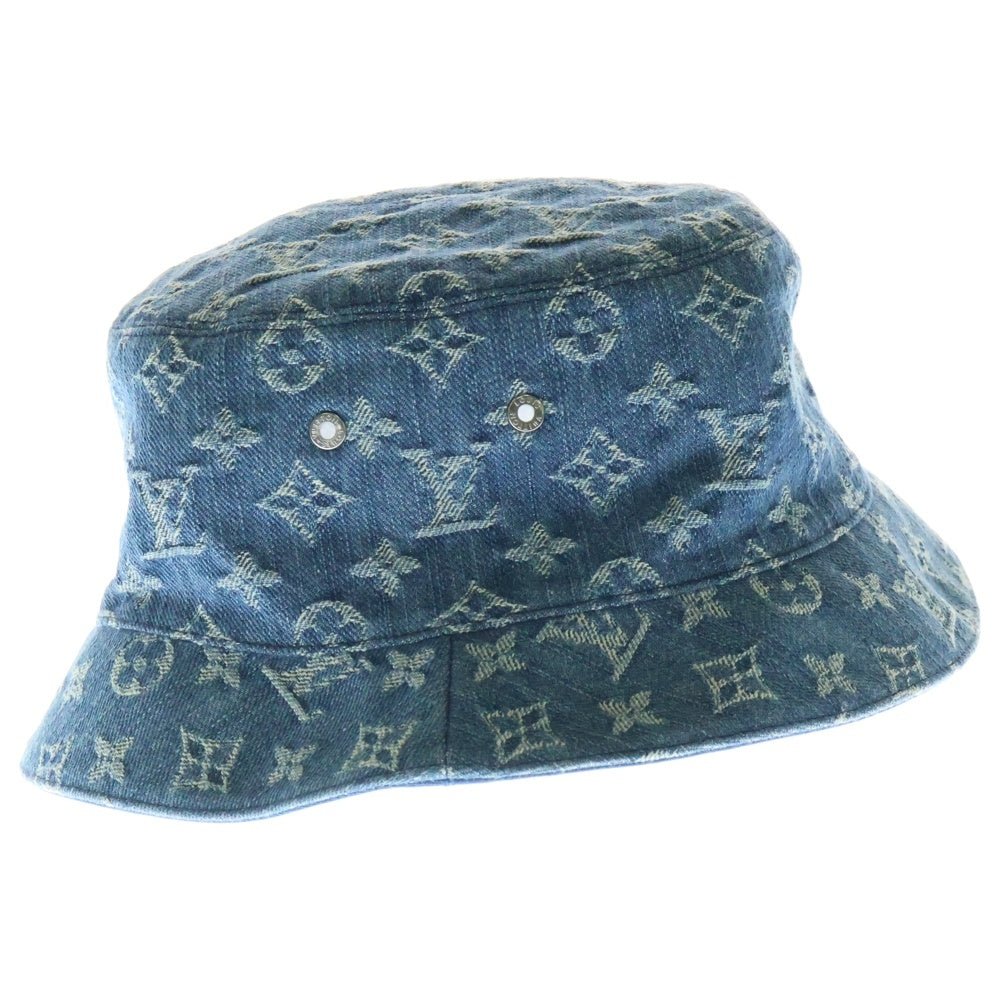 LOUIS VUITTON(ルイヴィトン) モノグラム リバーシブル デニム バケットハット ブルー 帽子 M76587