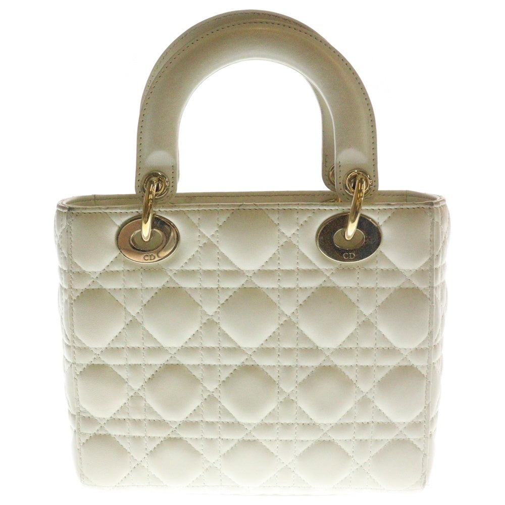 Christian Dior(クリスチャンディオール) レディディオール カナージュ ハンドバッグ ホワイト ゴールド金具 レザー