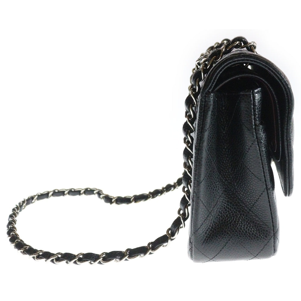 CHANEL(シャネル) マトラッセ25 ダブルフラップ ダブルチェーン ショルダーバッグ ブラック キャビアスキン シルバー金具