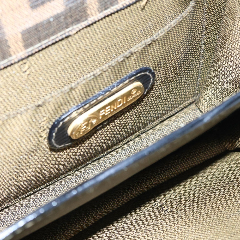 FENDI(フェンディ) ズッカ柄 ショルダーバッグ ミニバッグ ブラック×ブラウン ゴールド金具 キャンバス