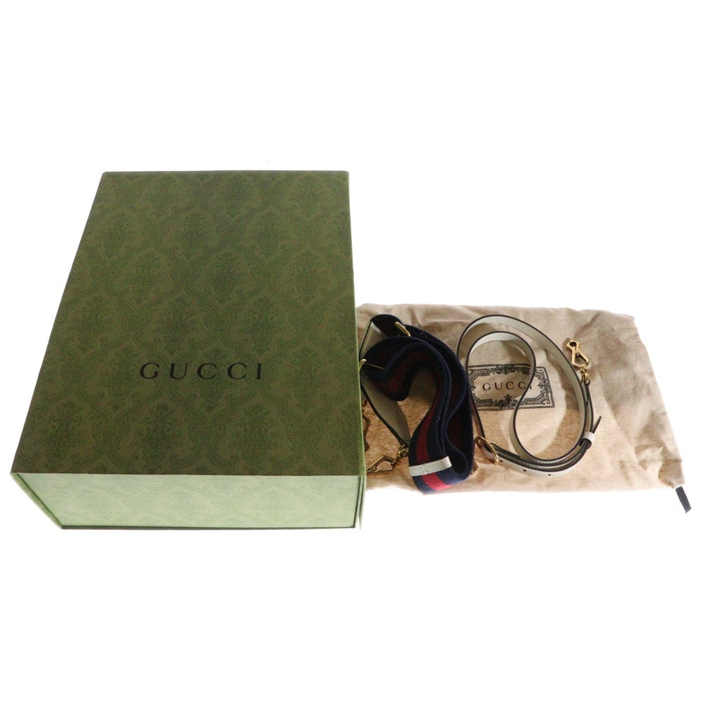 GUCCI(グッチ) バンブー 1947 スモール トップハンドル 2WAYバッグ ハンドバッグ ショルダーバッグ ミニバッグ ホワイト ゴールド金具 レザー 675797