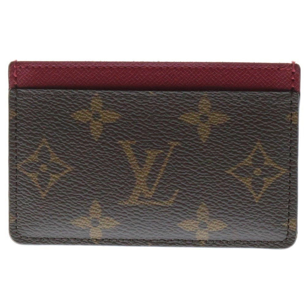 LOUIS VUITTON(ルイヴィトン) モノグラム ポルトカルトサーンプル フューシャ カードケース 名刺入れ ブラウン×ワインレッド PVC M60703