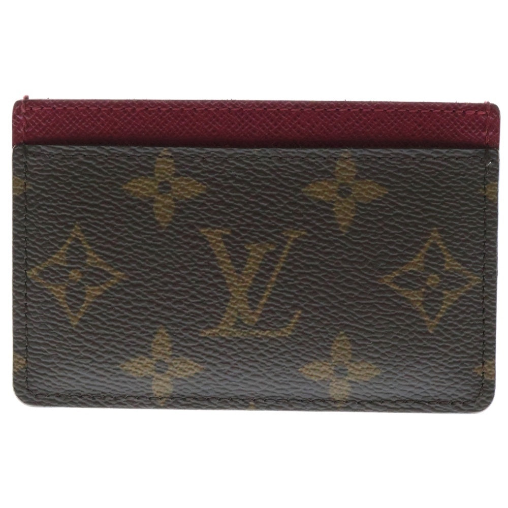 LOUIS VUITTON(ルイヴィトン) モノグラム ポルトカルトサーンプル フューシャ カードケース 名刺入れ ブラウン×ワインレッド PVC M60703